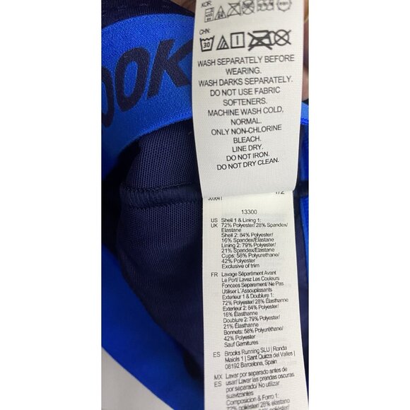 Brooks XXL Drive Mesh Run Navy Blue Bolt Sports Bra Layered Compression Wicking - Picture 8 of 11